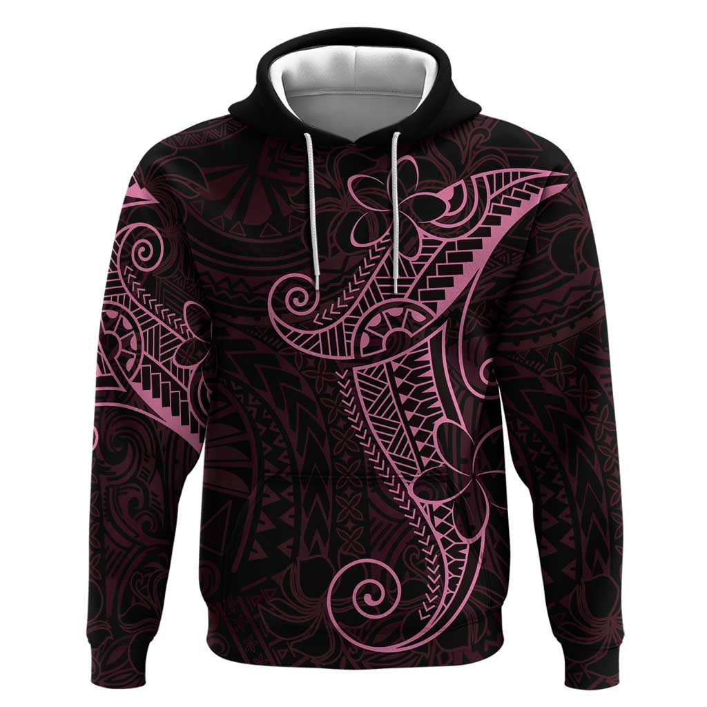 Black Pink Polynesian Tribal Zip Hoodie LT9 Pullover Hoodie Pink - Polynesian Pride