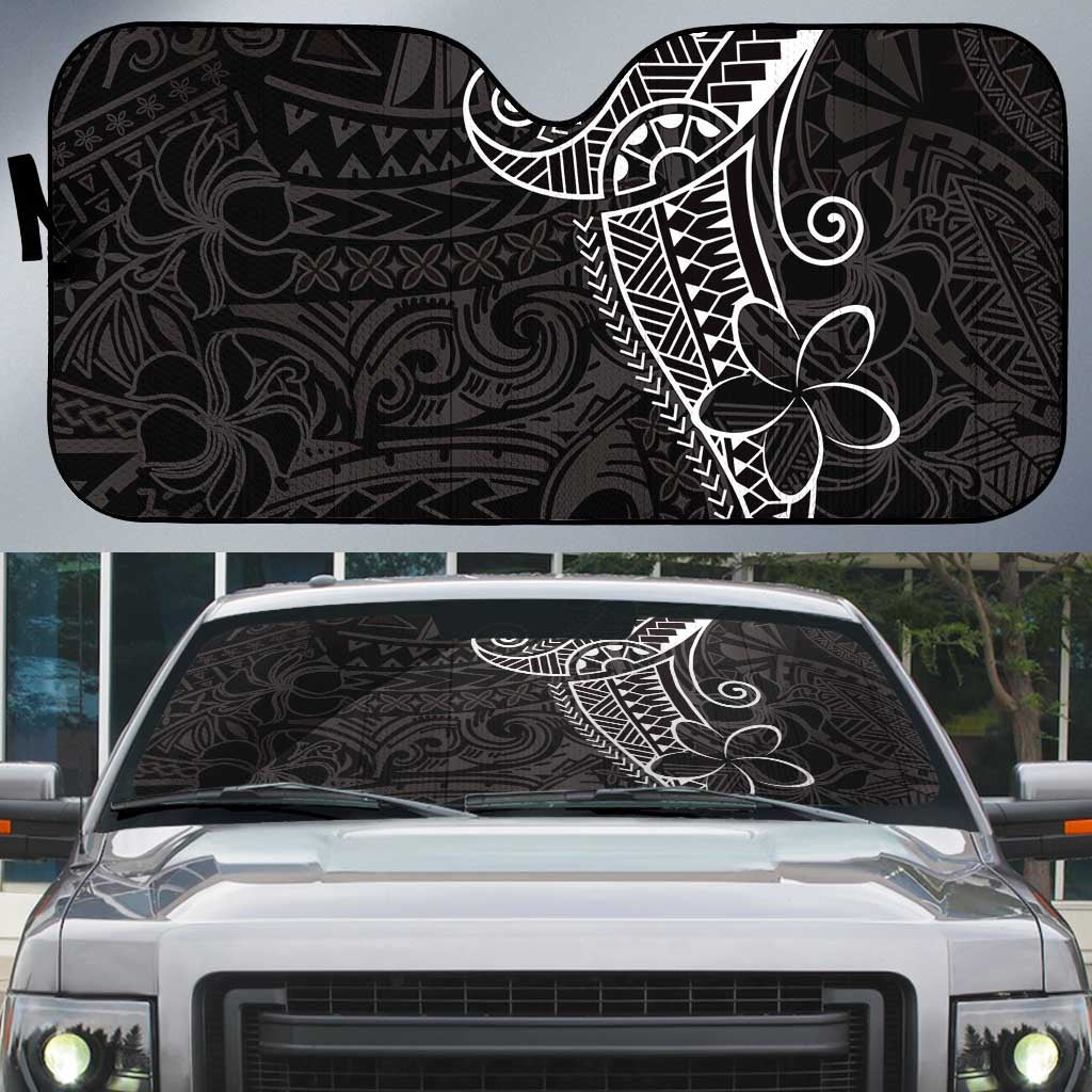 Black White Polynesian Tribal Auto Sun Shade LT9 White - Polynesian Pride