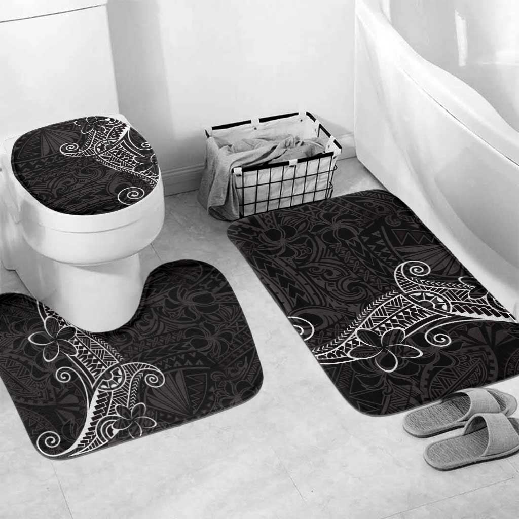Black White Polynesian Tribal Bathroom Set LT9 Mat Set Only (3 pcs) One Size White - Polynesian Pride