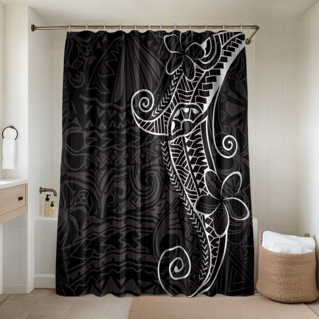 Black White Polynesian Tribal Bathroom Set LT9 Shower Curtain Only White - Polynesian Pride