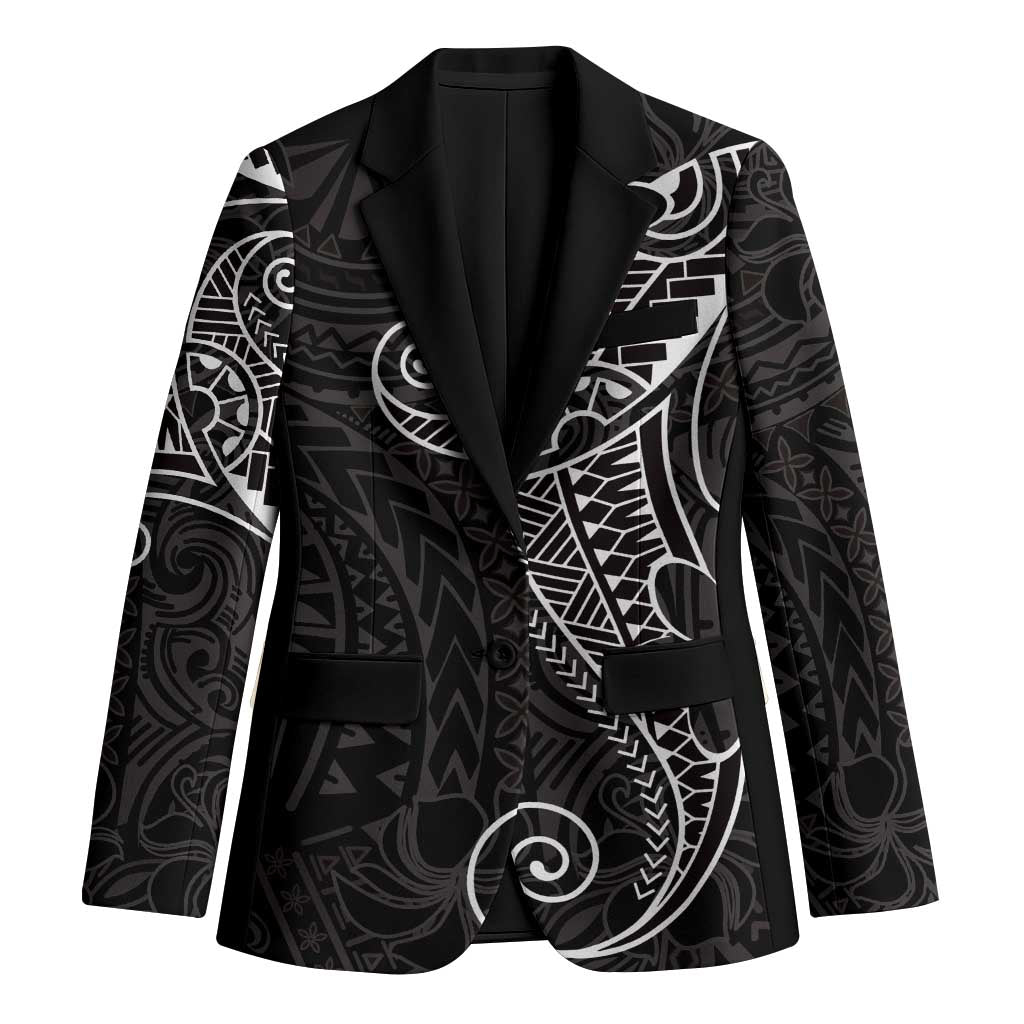 Black White Polynesian Tribal Blazer LT9 Unisex White - Polynesian Pride