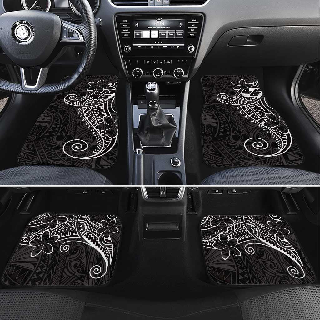 Black White Polynesian Tribal Car Mats LT9 Set 4pcs White - Polynesian Pride