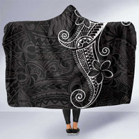 Black White Polynesian Tribal Hooded Blanket LT9 One Size White - Polynesian Pride