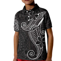 Black White Polynesian Tribal Kid Polo Shirt LT9 Kid White - Polynesian Pride