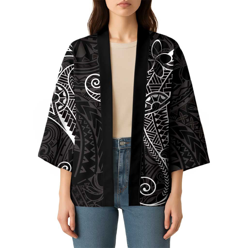 Black White Polynesian Tribal Kimono LT9 - Polynesian Pride