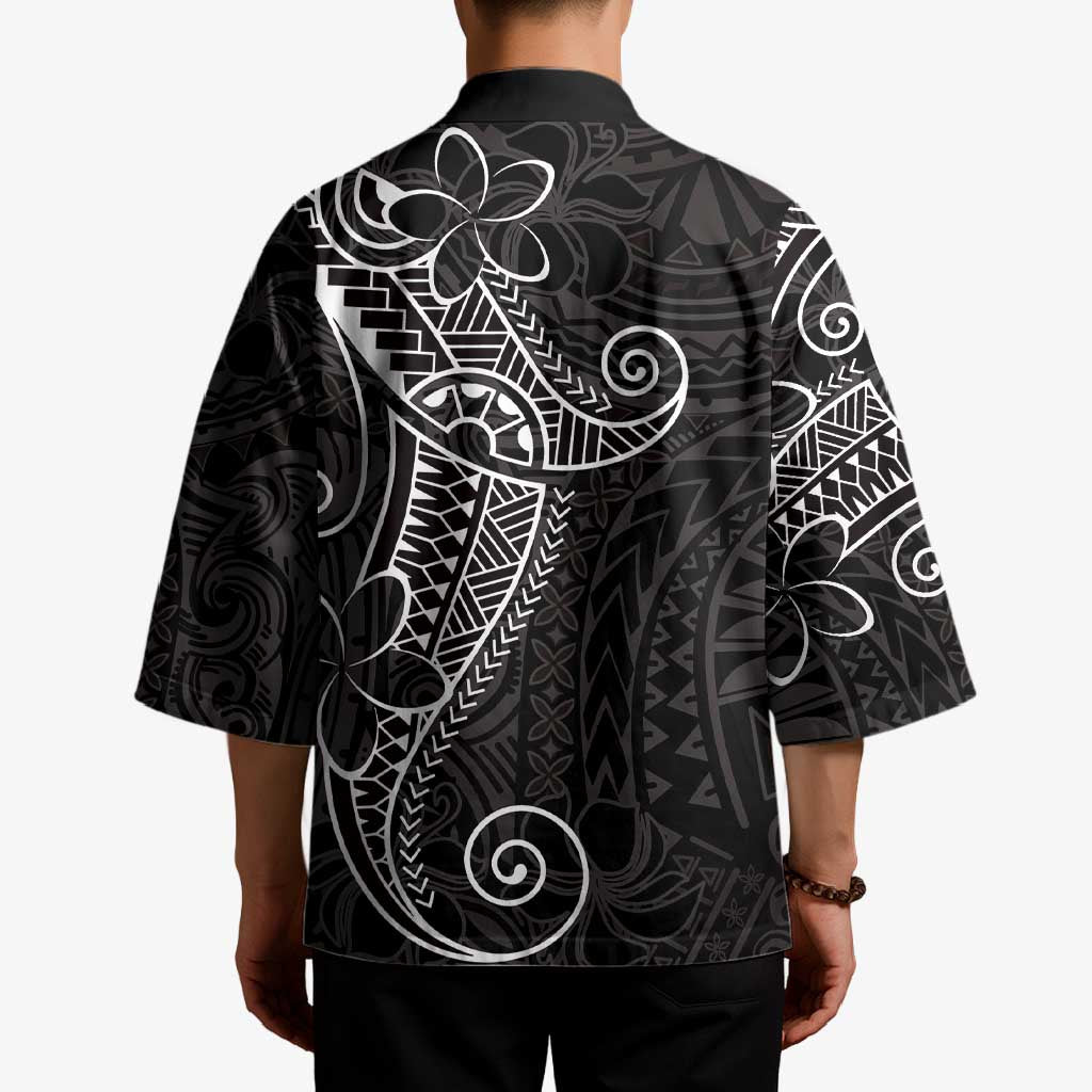 Black White Polynesian Tribal Kimono LT9 - Polynesian Pride
