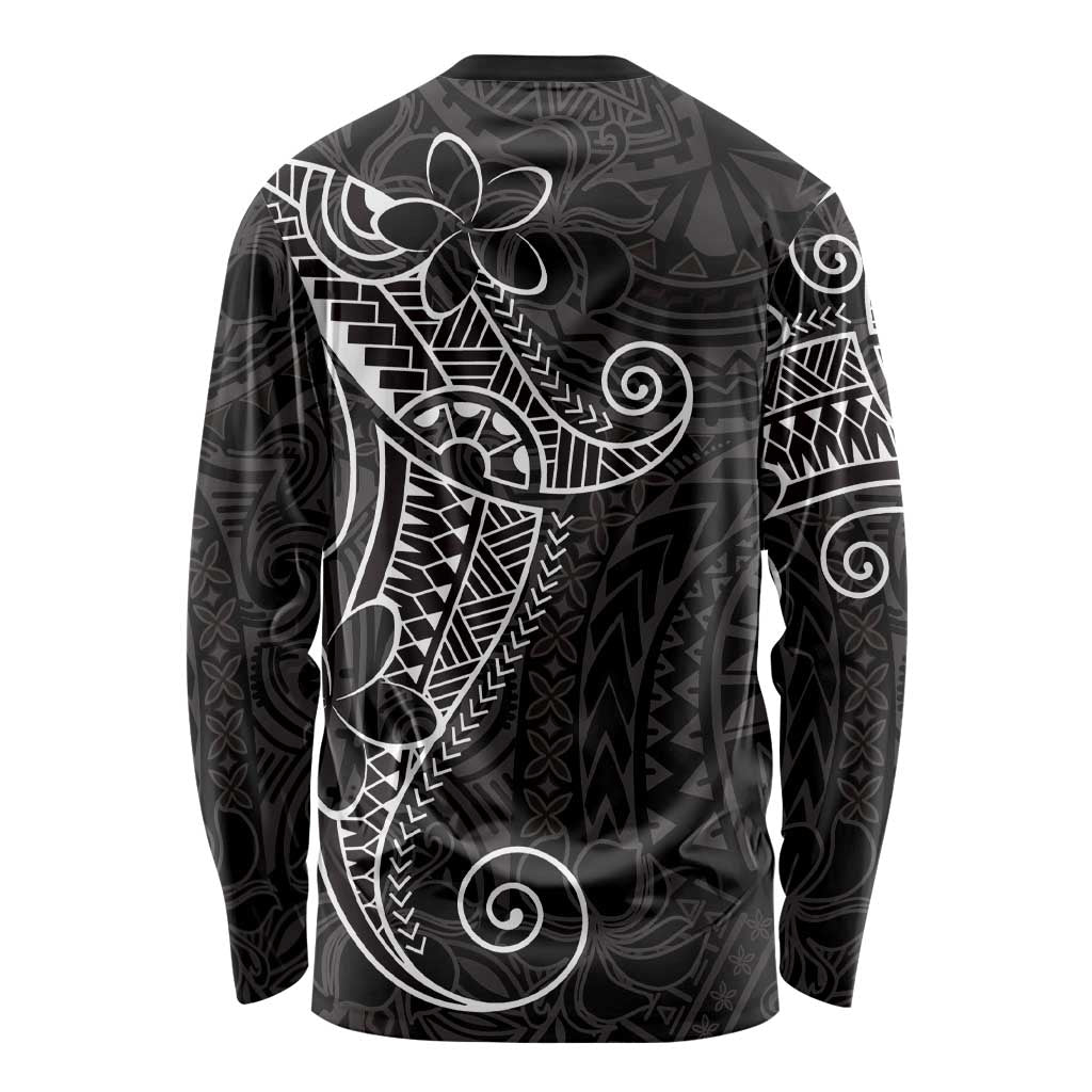 Black White Polynesian Tribal Long Sleeve Shirt LT9 - Polynesian Pride
