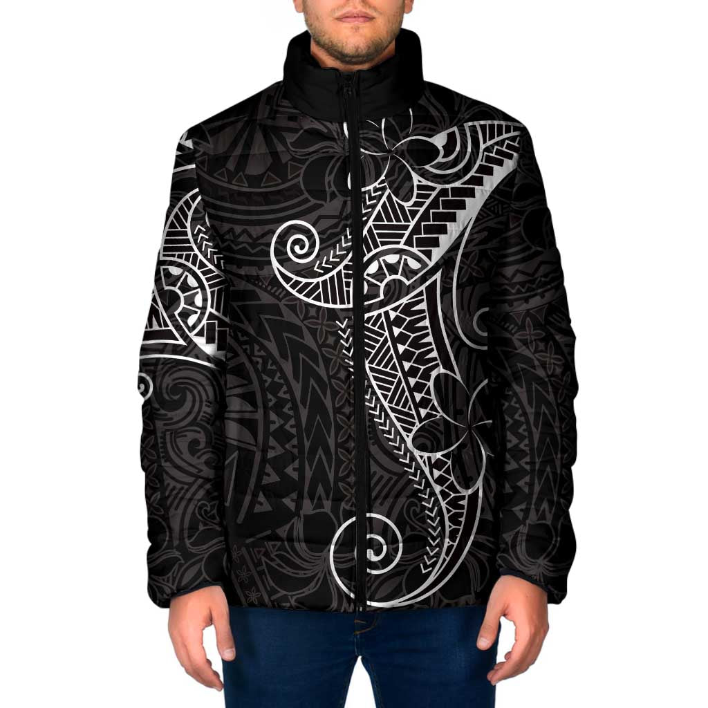 Black White Polynesian Tribal Padded Jacket LT9 Men White - Polynesian Pride
