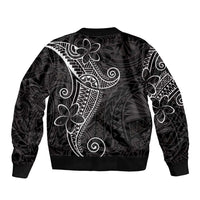 Black White Polynesian Tribal Sleeve Zip Bomber Jacket LT9 - Polynesian Pride