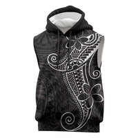 Black White Polynesian Tribal Sleeveless Hoodie LT9 White - Polynesian Pride