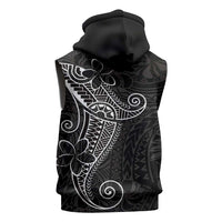 Black White Polynesian Tribal Sleeveless Hoodie LT9 - Polynesian Pride
