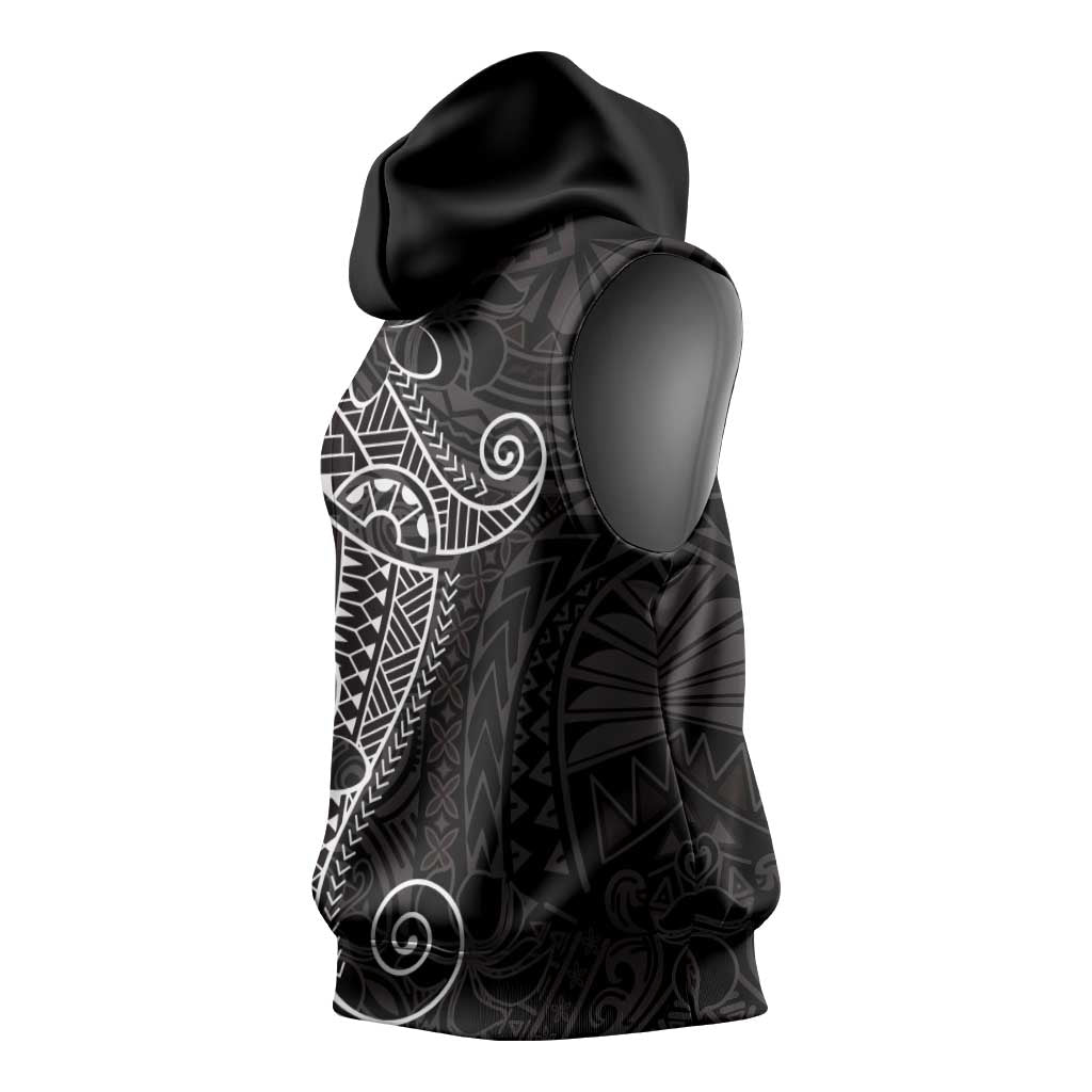 Black White Polynesian Tribal Sleeveless Hoodie LT9 - Polynesian Pride