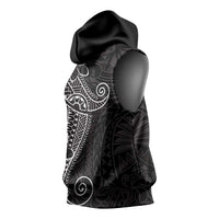 Black White Polynesian Tribal Sleeveless Hoodie LT9 - Polynesian Pride