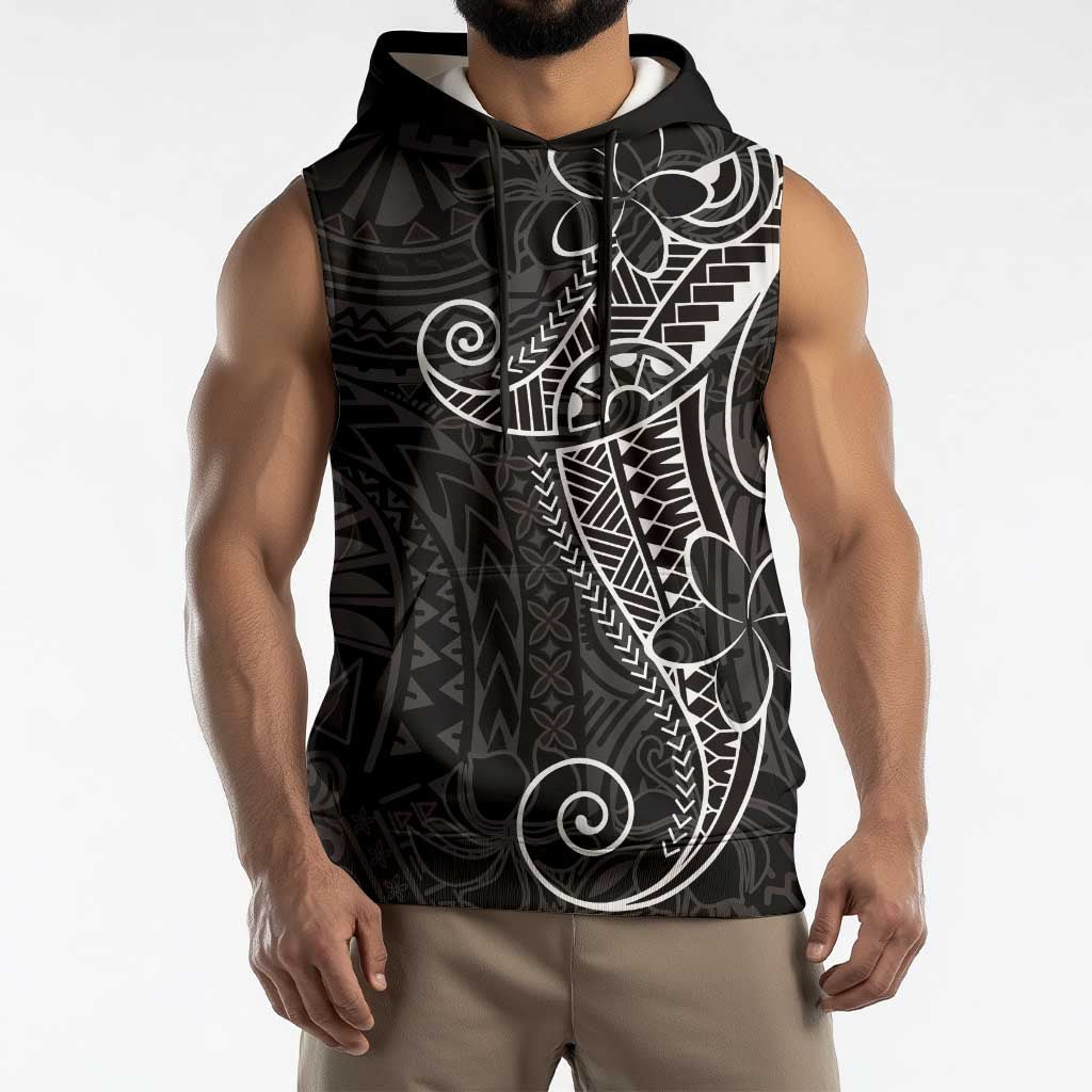 Black White Polynesian Tribal Sleeveless Hoodie LT9 - Polynesian Pride
