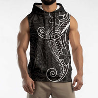 Black White Polynesian Tribal Sleeveless Hoodie LT9 - Polynesian Pride