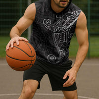 Black White Polynesian Tribal Sleeveless Hoodie LT9 - Polynesian Pride