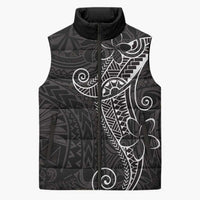 Black White Polynesian Tribal Sleeveless Puffer Jacket LT9 Unisex White - Polynesian Pride