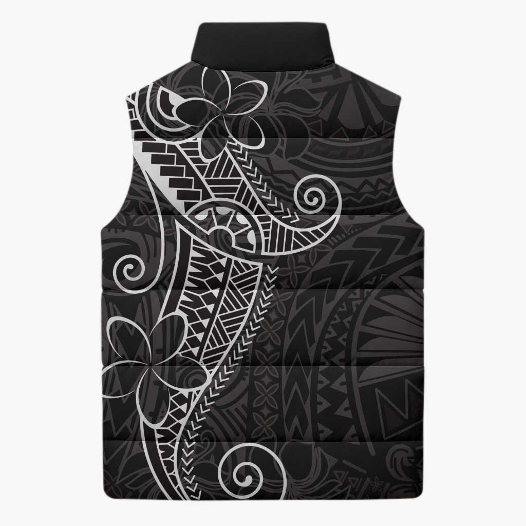 Black White Polynesian Tribal Sleeveless Puffer Jacket LT9 - Polynesian Pride