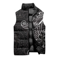 Black White Polynesian Tribal Sleeveless Puffer Jacket LT9 - Polynesian Pride