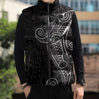 Black White Polynesian Tribal Sleeveless Puffer Jacket LT9 - Polynesian Pride