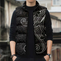 Black White Polynesian Tribal Sleeveless Puffer Jacket LT9 - Polynesian Pride