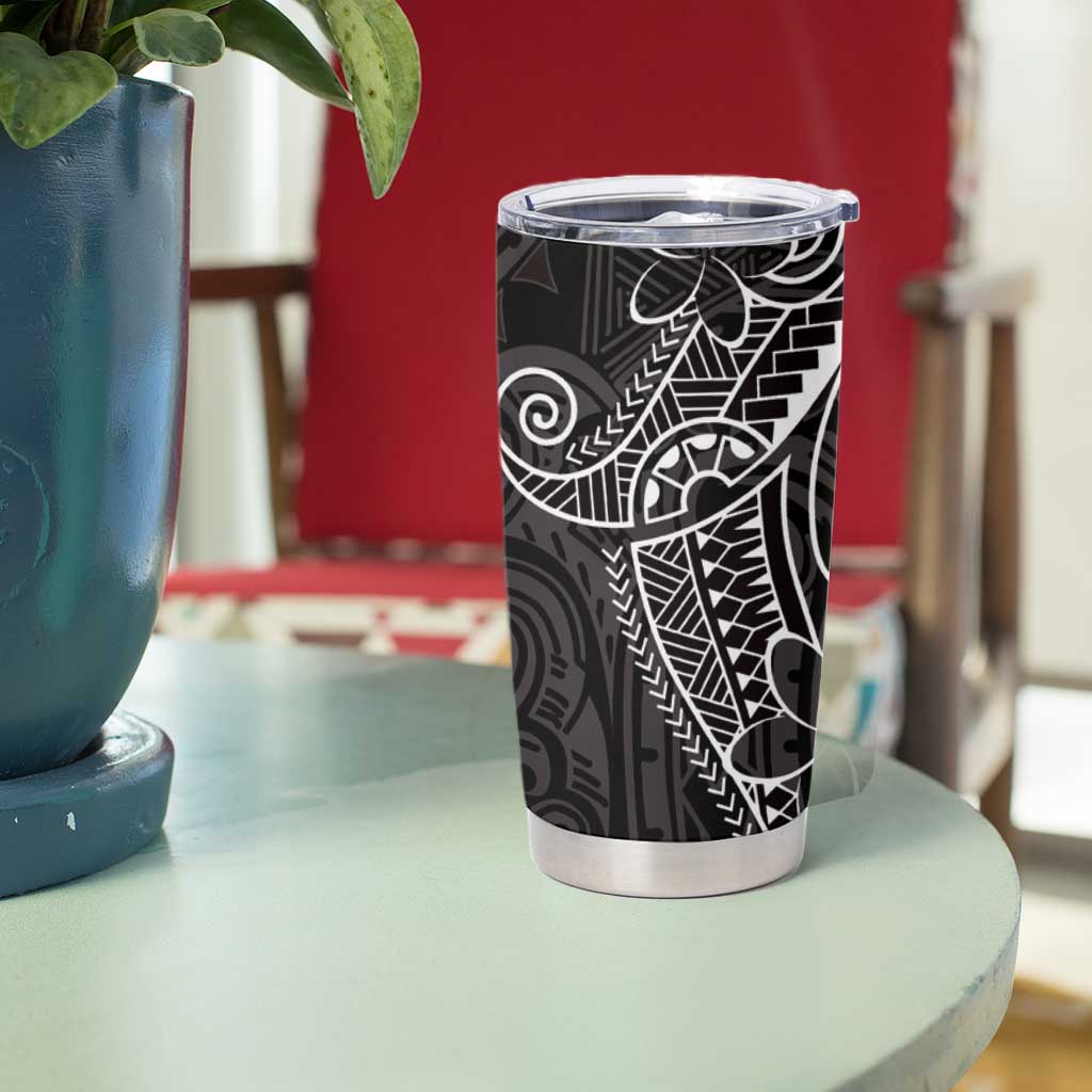 Black White Polynesian Tribal Tumbler Cup LT9 - Polynesian Pride