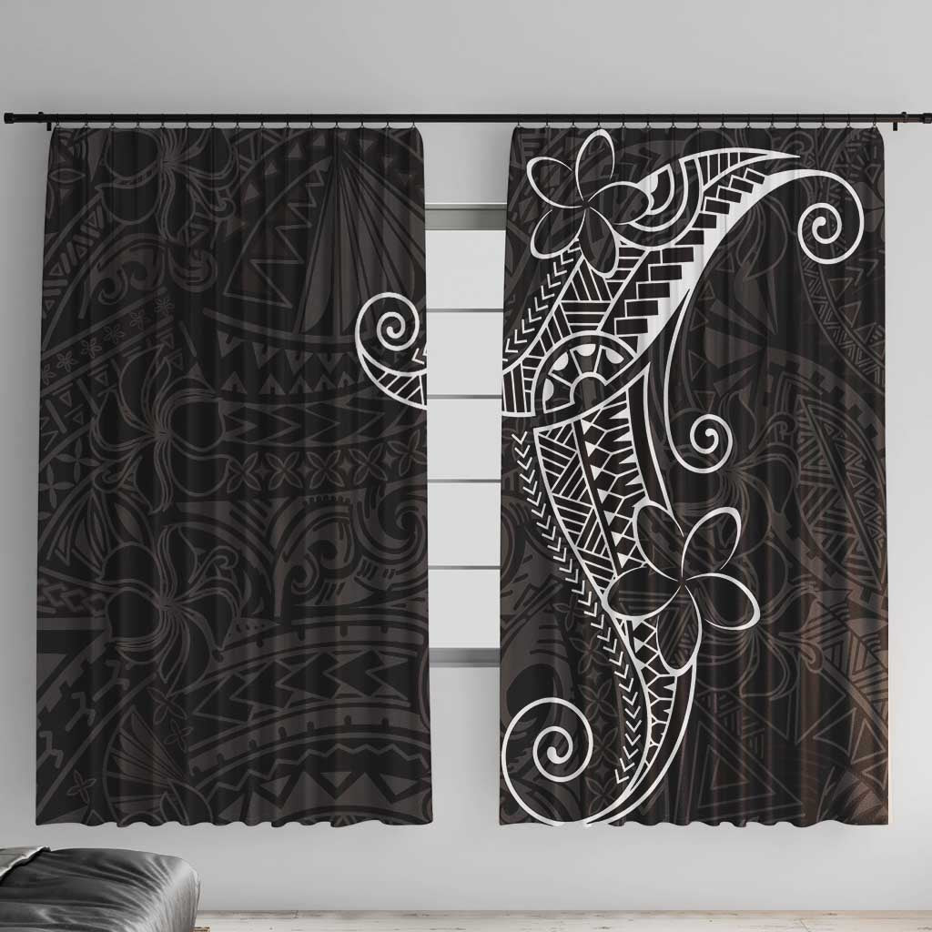 Black White Polynesian Tribal Window Curtain LT9 With Hooks White - Polynesian Pride