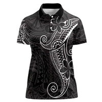Black White Polynesian Tribal Women Polo Shirt LT9 Female White - Polynesian Pride