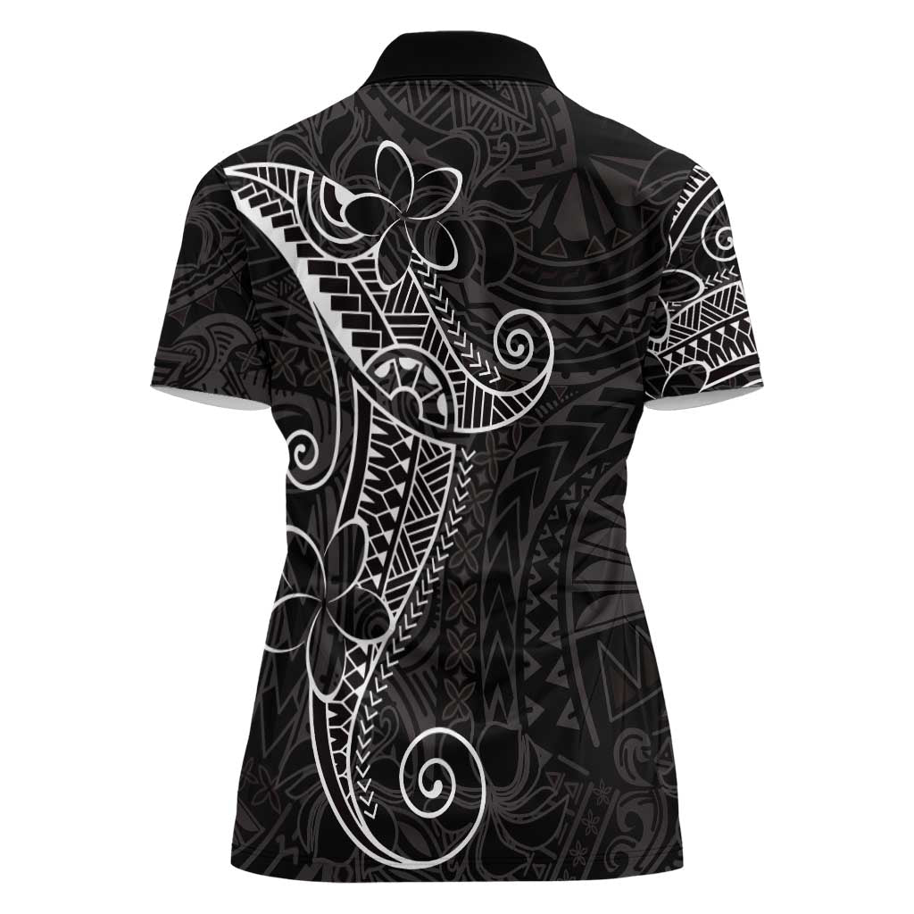 Black White Polynesian Tribal Women Polo Shirt LT9 - Polynesian Pride