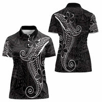 Black White Polynesian Tribal Women Polo Shirt LT9 - Polynesian Pride