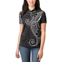 Black White Polynesian Tribal Women Polo Shirt LT9 - Polynesian Pride