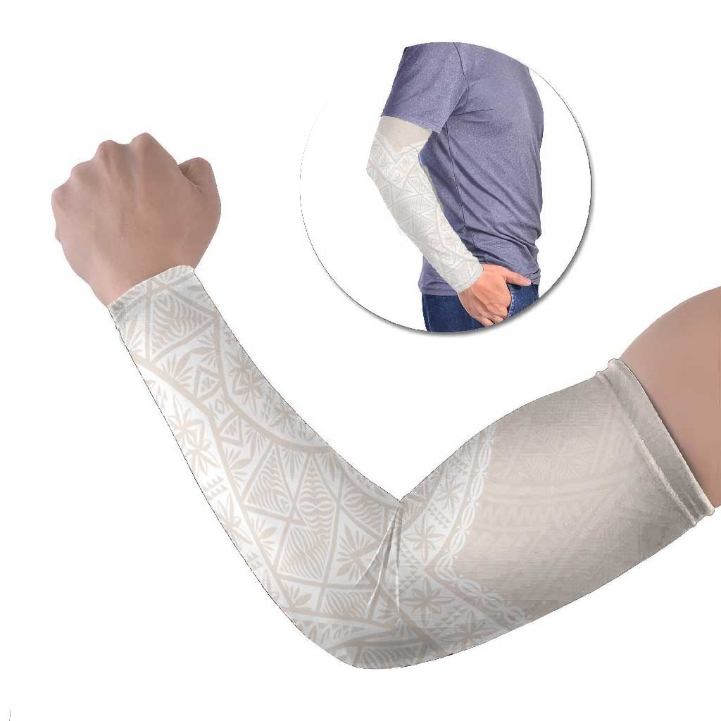Lotu Tamaiti Tongan Polynesian Art Pattern Arm Sleeves Traditional Tribal Motifs LT9 Set of 2 White - Polynesian Pride