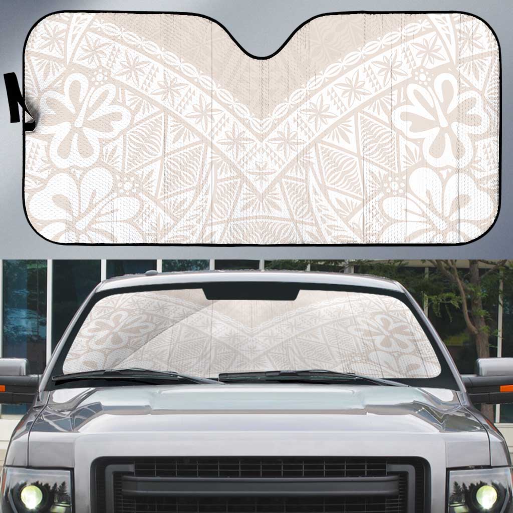 Lotu Tamaiti Tongan Polynesian Art Pattern Auto Sun Shade Traditional Tribal Motifs LT9 White - Polynesian Pride