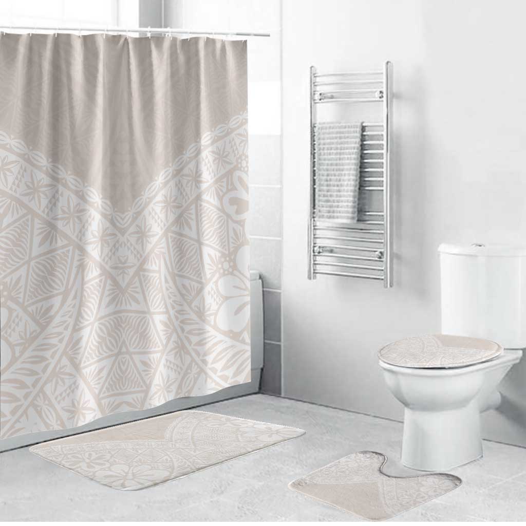 Lotu Tamaiti Tongan Polynesian Art Pattern Bathroom Set Traditional Tribal Motifs LT9 Bathroom Set (4 pcs) White - Polynesian Pride
