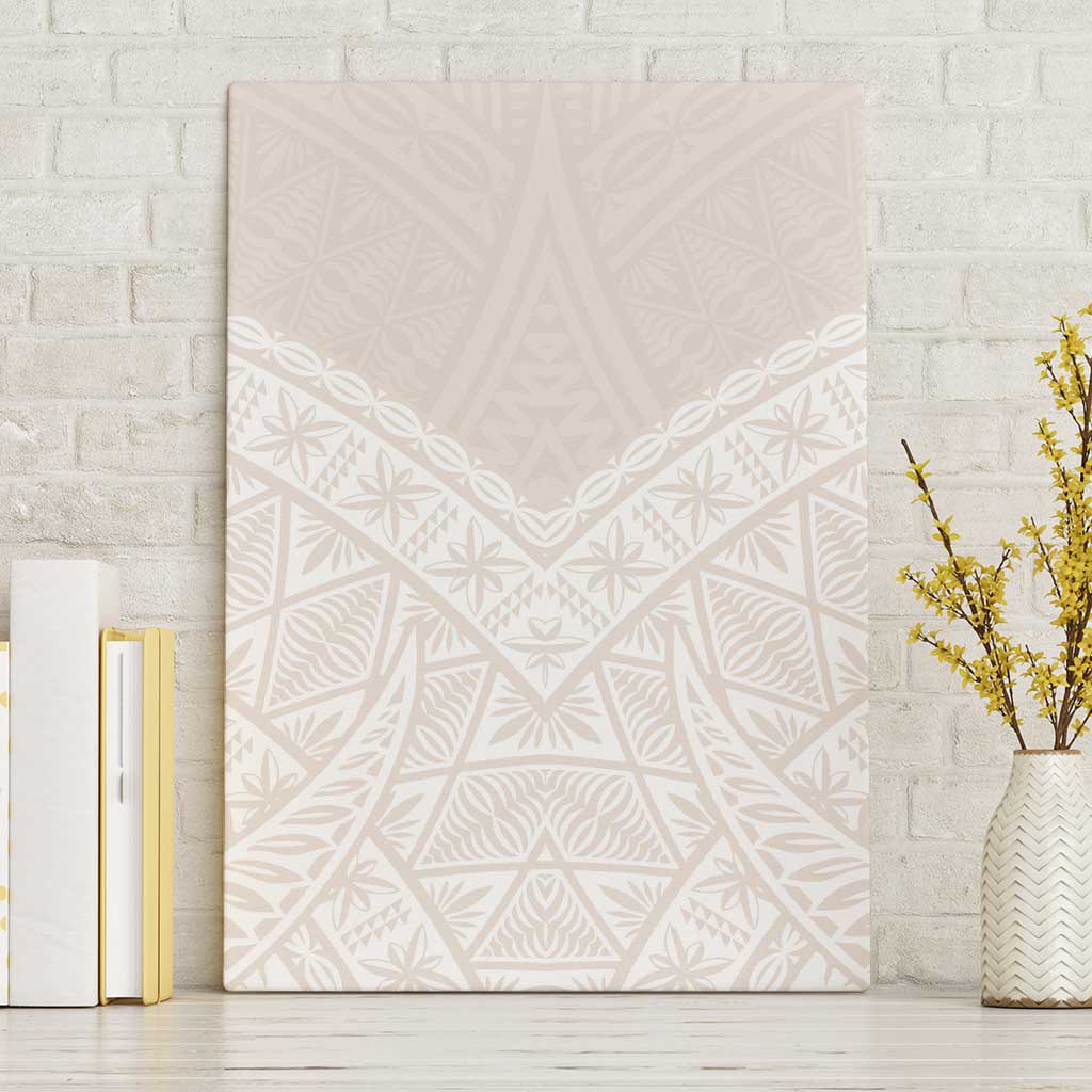 Lotu Tamaiti Tongan Polynesian Art Pattern Canvas Wall Art Traditional Tribal Motifs LT9 Without Frame White - Polynesian Pride