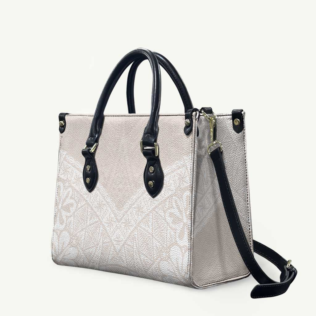 Lotu Tamaiti Tongan Polynesian Art Pattern Leather Bag Traditional Tribal Motifs LT9 White - Polynesian Pride