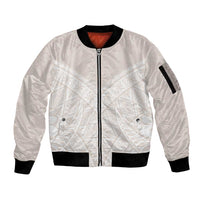 Lotu Tamaiti Tongan Polynesian Art Pattern Sleeve Zip Bomber Jacket Traditional Tribal Motifs LT9 Unisex White - Polynesian Pride