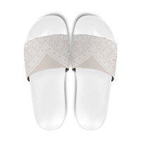 Lotu Tamaiti Tongan Polynesian Art Pattern Slide Sandals Traditional Tribal Motifs LT9 White - Polynesian Pride
