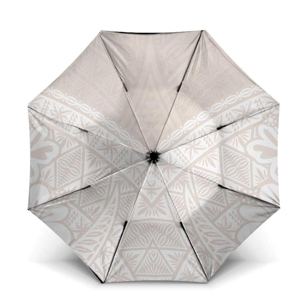 Lotu Tamaiti Tongan Polynesian Art Pattern Umbrella Traditional Tribal Motifs LT9 One Size Folded 11.42 inch Opened Diameter 37.4 inch White - Polynesian Pride