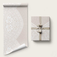 Lotu Tamaiti Tongan Polynesian Art Pattern Wrapping Paper Traditional Tribal Motifs LT9 58" × 23" White - Polynesian Pride