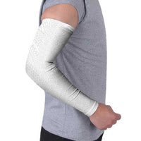 Lotu Tamaiti White Tongan Ngatu Arm Sleeves Polynesian Tribal Fonulei Pattern LT9 - Polynesian Pride