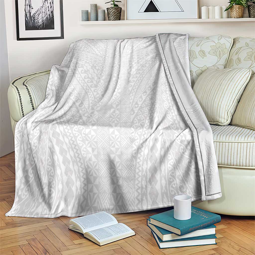 Lotu Tamaiti White Tongan Ngatu Blanket Polynesian Tribal Fonulei Pattern LT9 White - Polynesian Pride