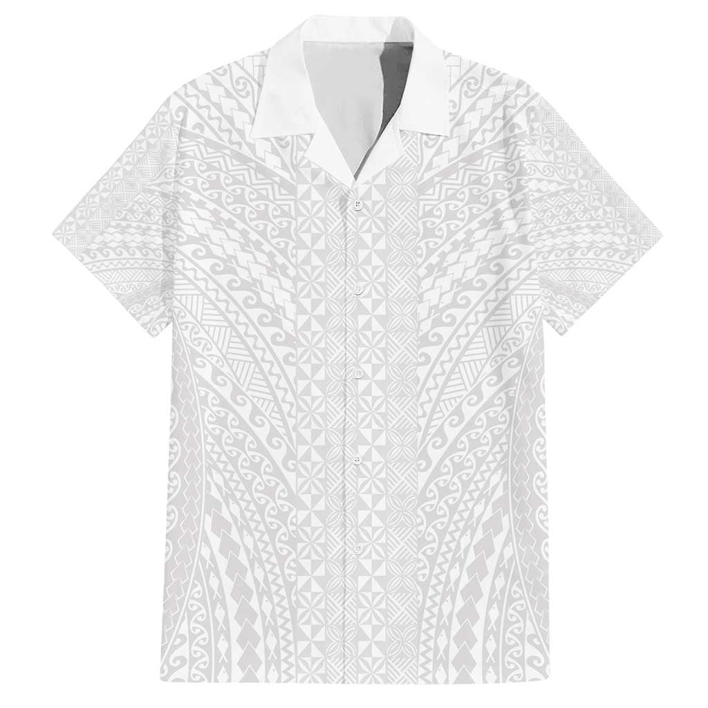 Lotu Tamaiti White Tongan Ngatu Hawaiian Shirt Polynesian Tribal Fonulei Pattern LT9 White - Polynesian Pride
