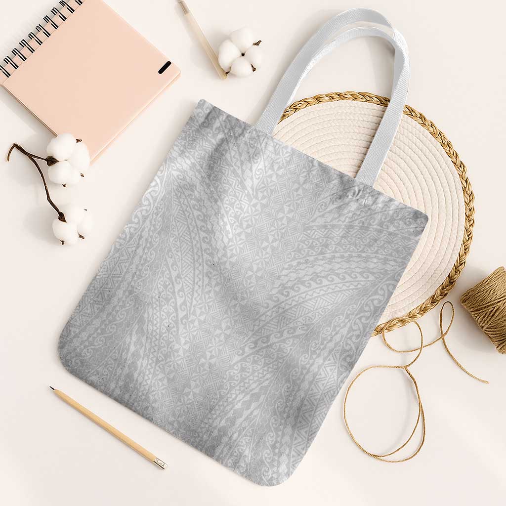 Lotu Tamaiti White Tongan Ngatu Tote Bag Polynesian Tribal Fonulei Pattern LT9 White Strap One Size White - Polynesian Pride