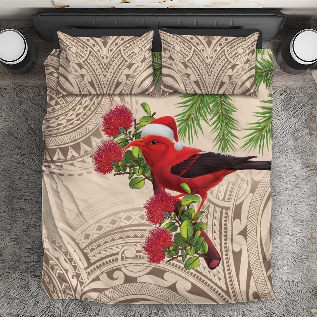 Christmas Hawaii with I'iwi Bird Bedding Set Aloha Mele Kalikimaka - Beige Art