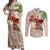 Christmas Hawaii with I'iwi Bird Couples Matching Off Shoulder Maxi Dress and Long Sleeve Button Shirt Aloha Mele Kalikimaka - Beige Art