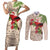 Christmas Hawaii with I'iwi Bird Couples Matching Short Sleeve Bodycon Dress and Long Sleeve Button Shirt Aloha Mele Kalikimaka - Beige Art