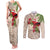 Christmas Hawaii with I'iwi Bird Couples Matching Tank Maxi Dress and Long Sleeve Button Shirt Aloha Mele Kalikimaka - Beige Art