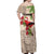 Christmas Hawaii with I'iwi Bird Off Shoulder Maxi Dress Aloha Mele Kalikimaka - Beige Art