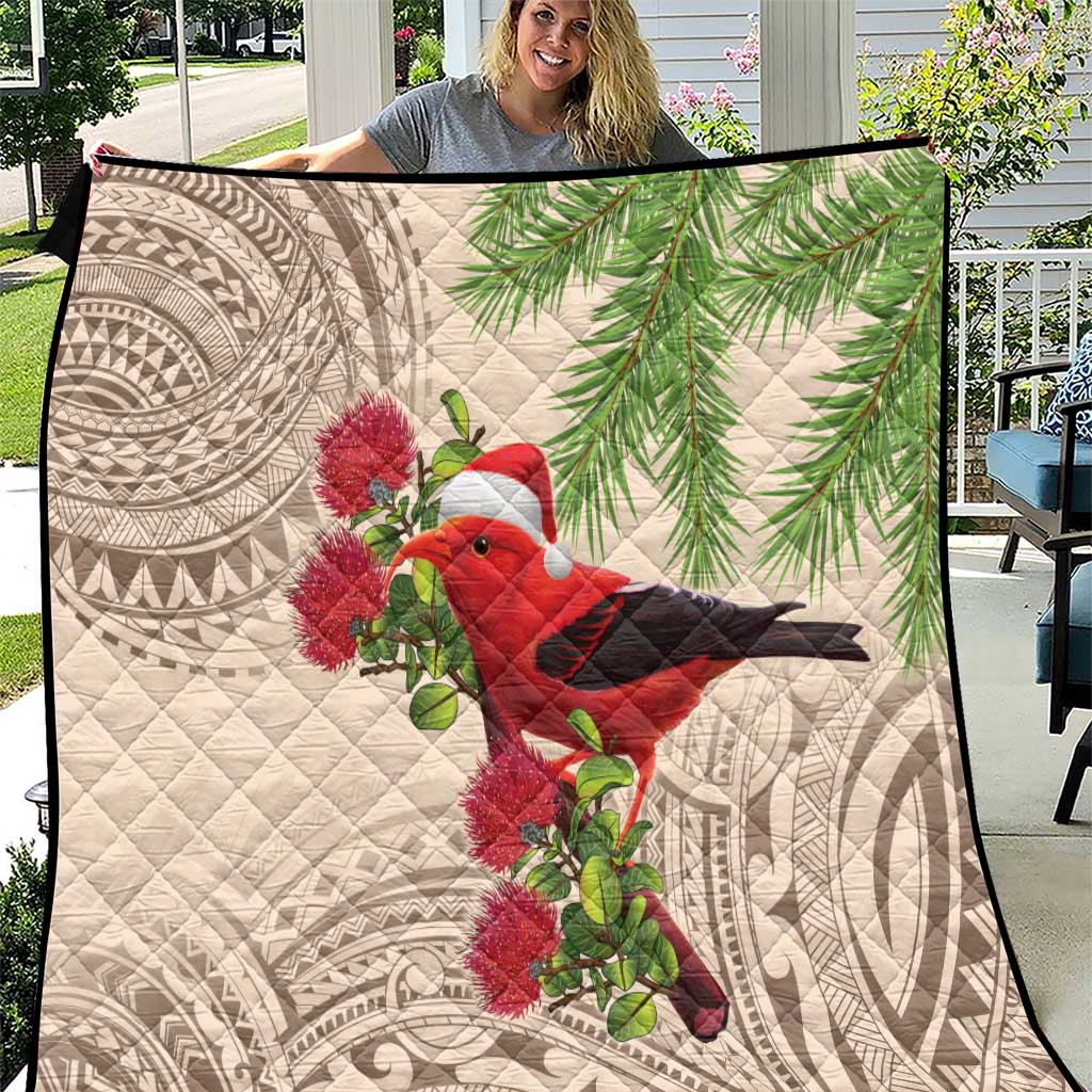 Christmas Hawaii with I'iwi Bird Quilt Aloha Mele Kalikimaka - Beige Art LT9 Beige - Polynesian Pride